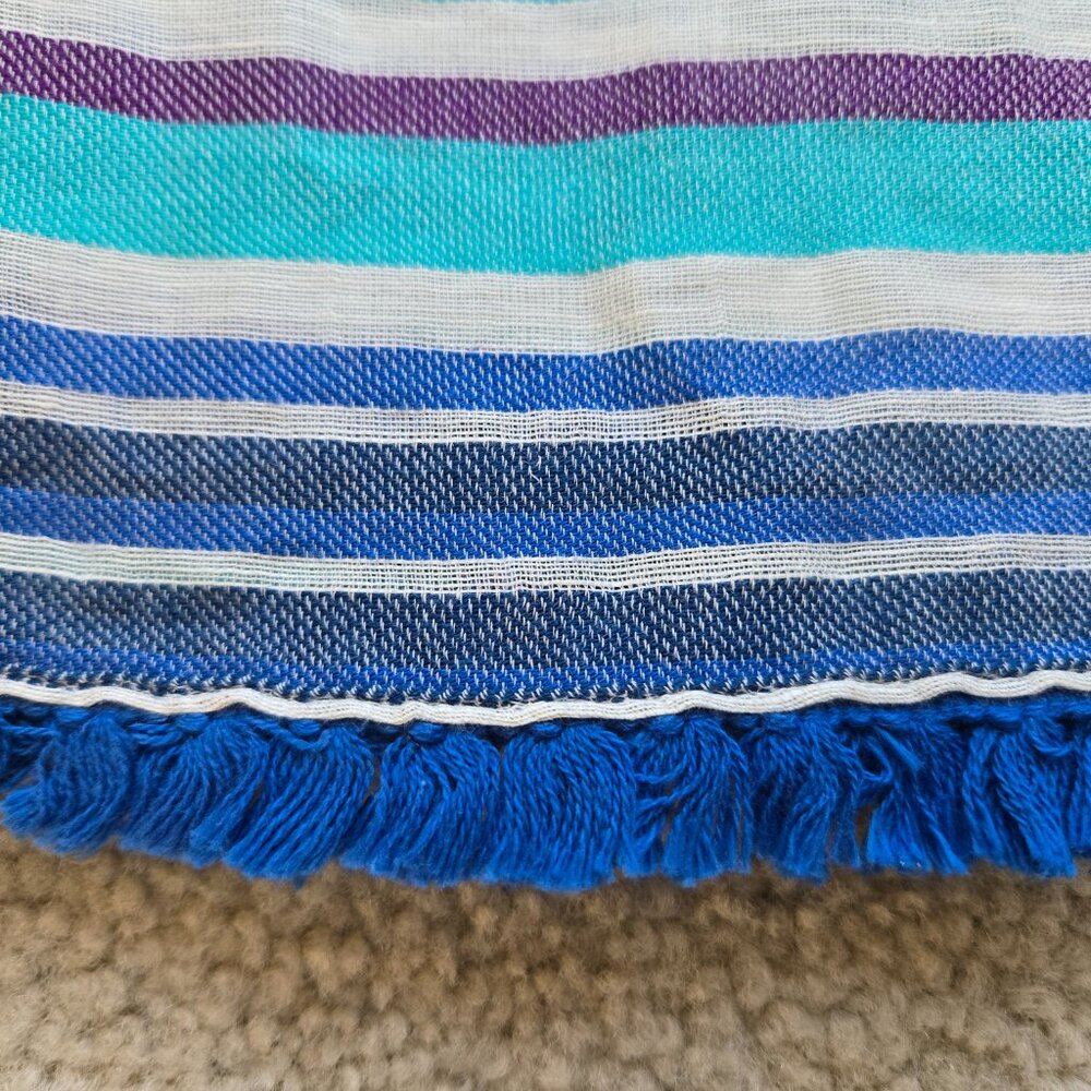 Linen Cotton Blend Scarf with fringe - Picture 5 of 7